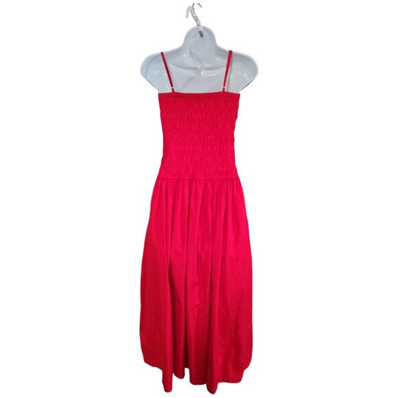 Madewell Poplin Smocked Dress in Red M - Picture 3 of 9